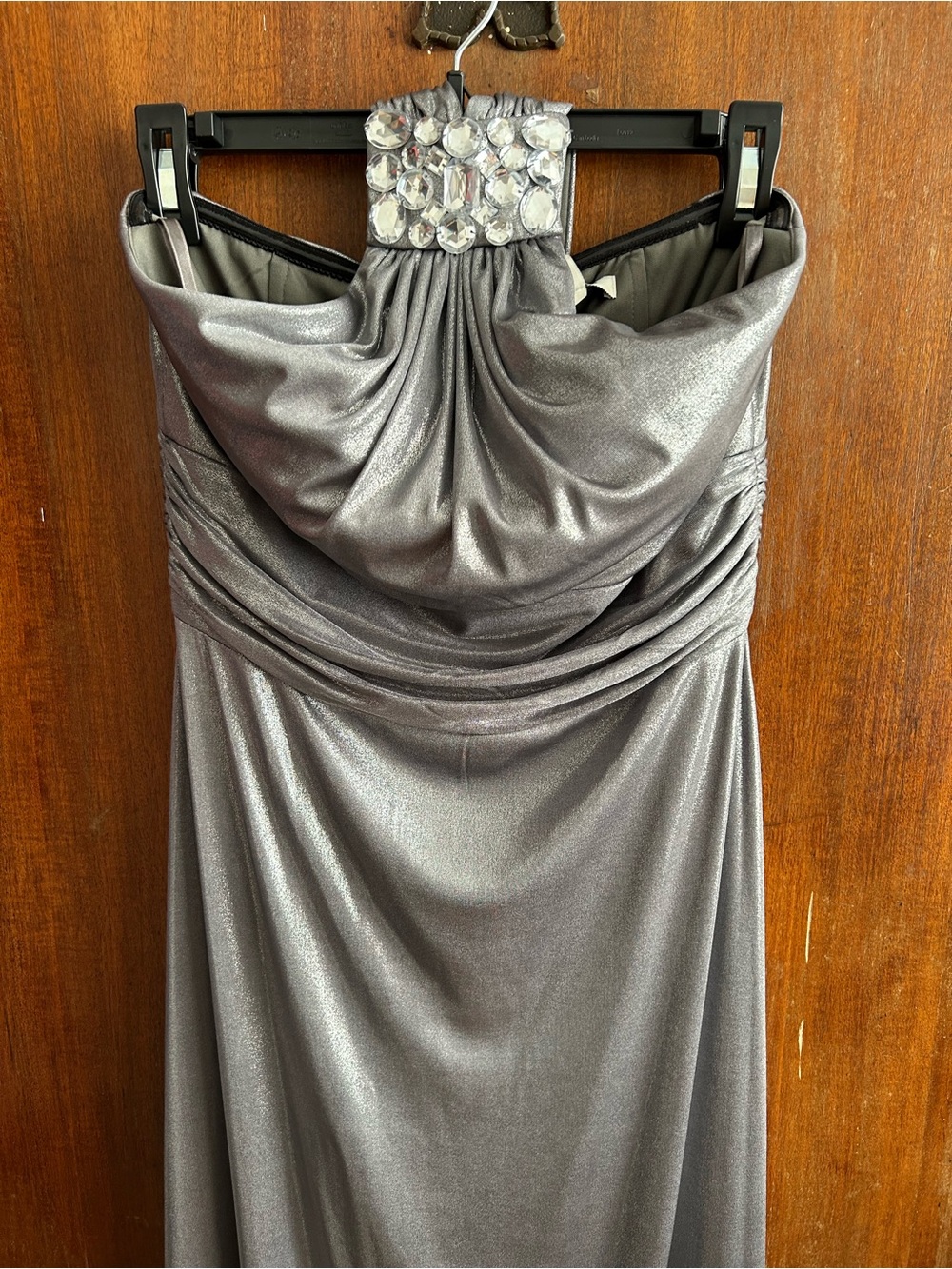 Stunning silver halter maxi with bling NWT